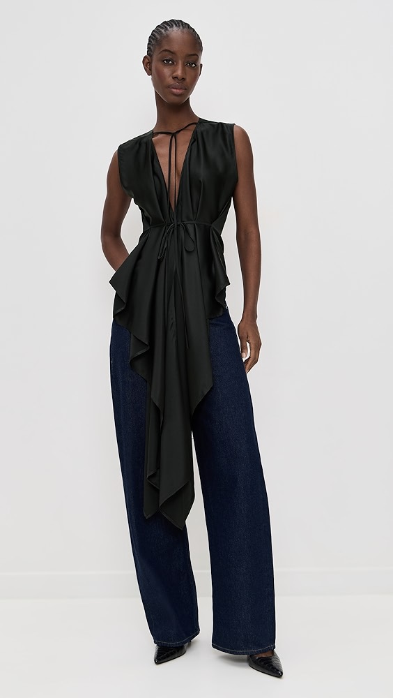 Helmut Lang scarf drape silk top