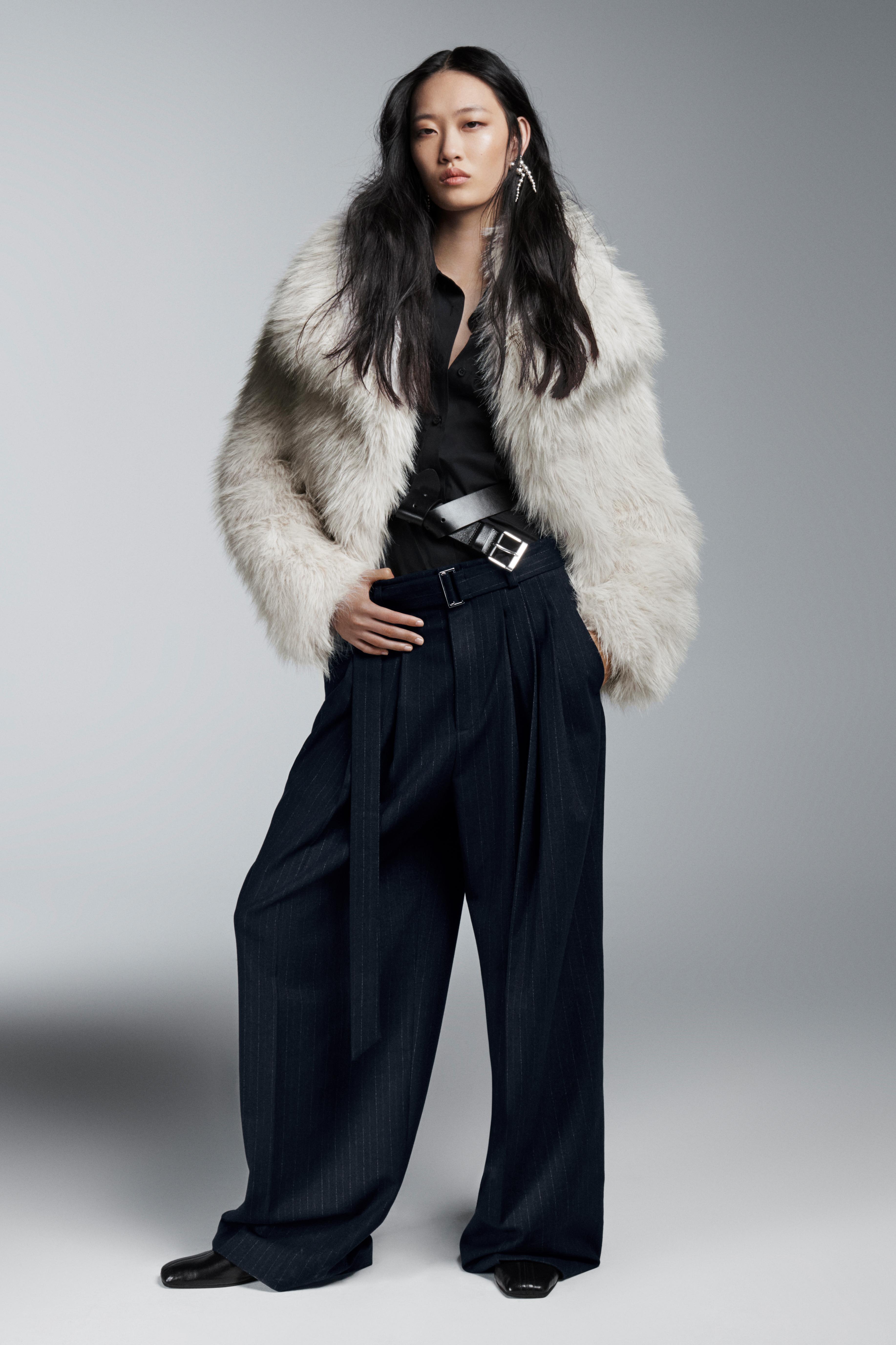 Pinstripe Trousers With Belt Zw Collection