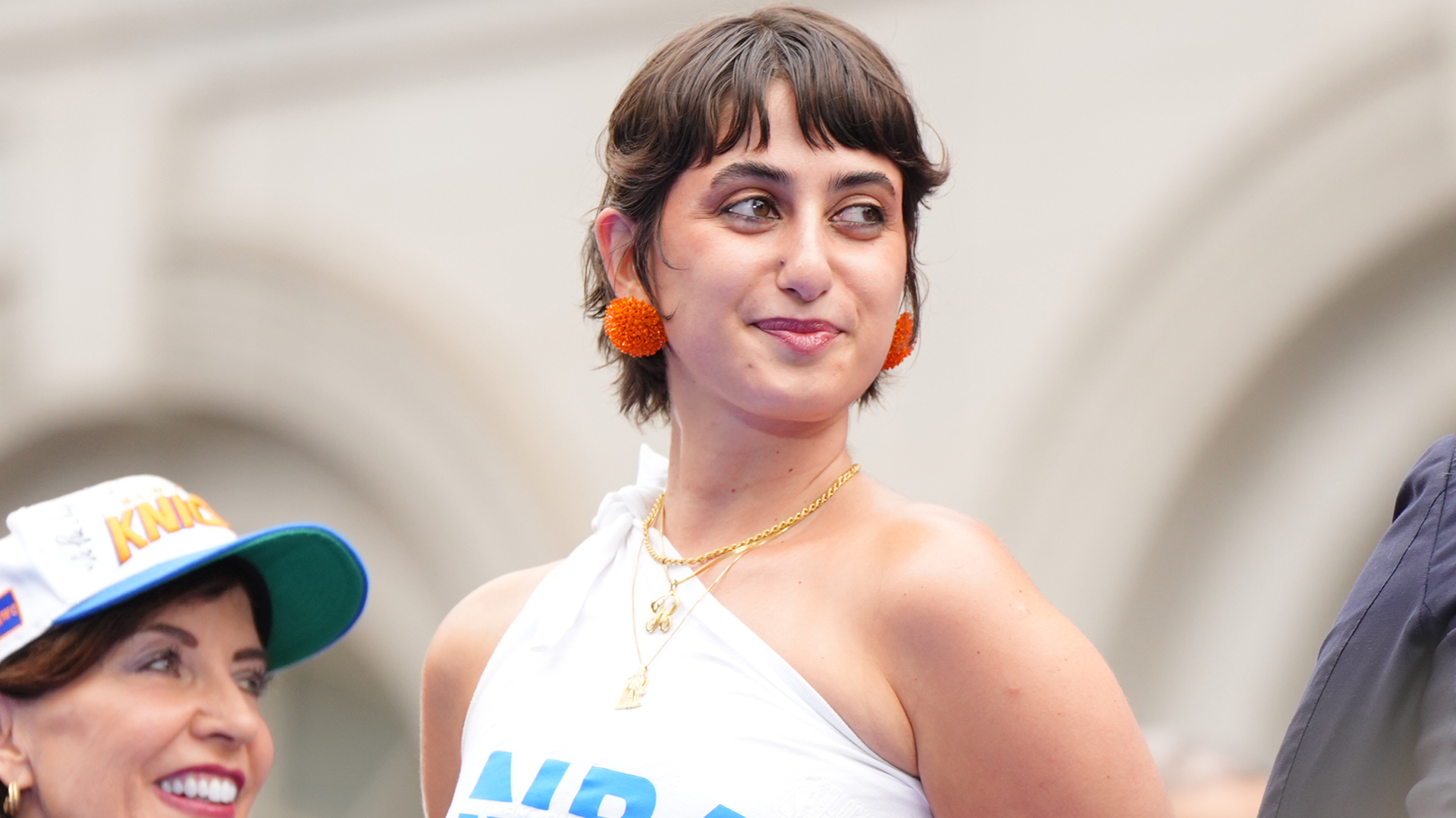 Rama Duwaji wore multiple New York Knicks Finals shirts as her Championship Parade outfit in New York City