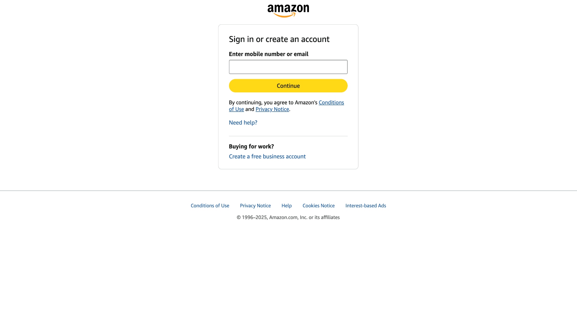 The Prime Video sign in page asking for a customer&#039;s email