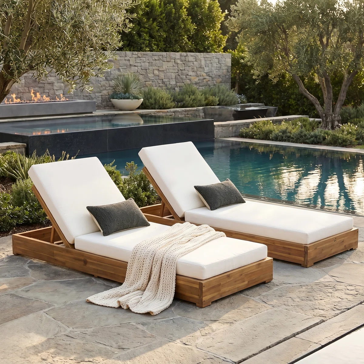 Joss &amp;amp; Main, Donnie Reclining Acacia Wood Outdoor Chaise Lounge