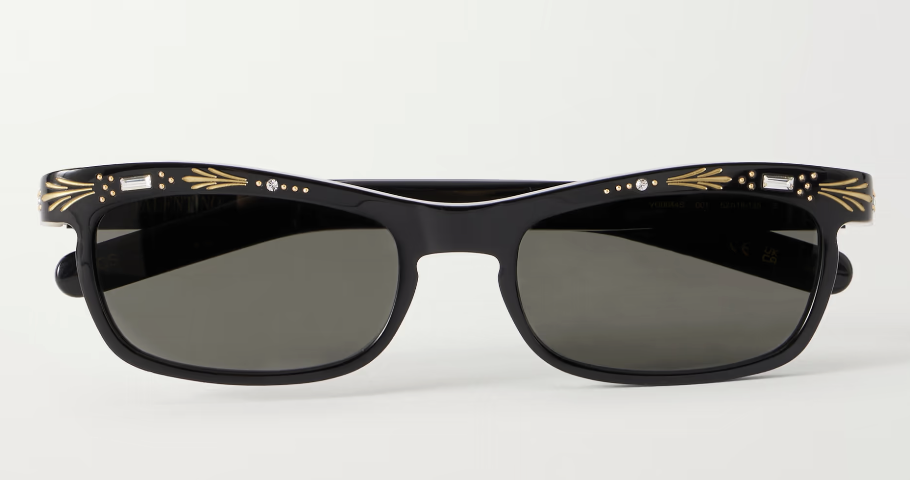 Valentino, Crystal-Embellished Square-Frame Recycled Acetate Sunglasses