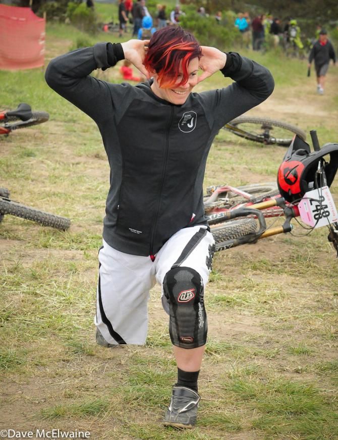 The downhill women were serious about their pre-race regimen
