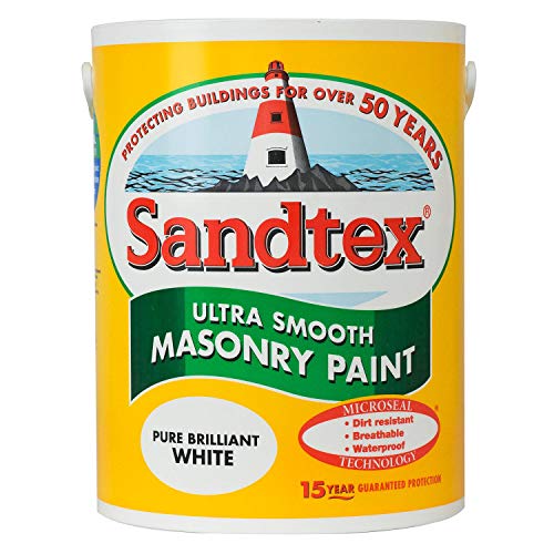 Sandtex Masonry Paint, 5 Litres, Ultra Smooth Brickwork, White