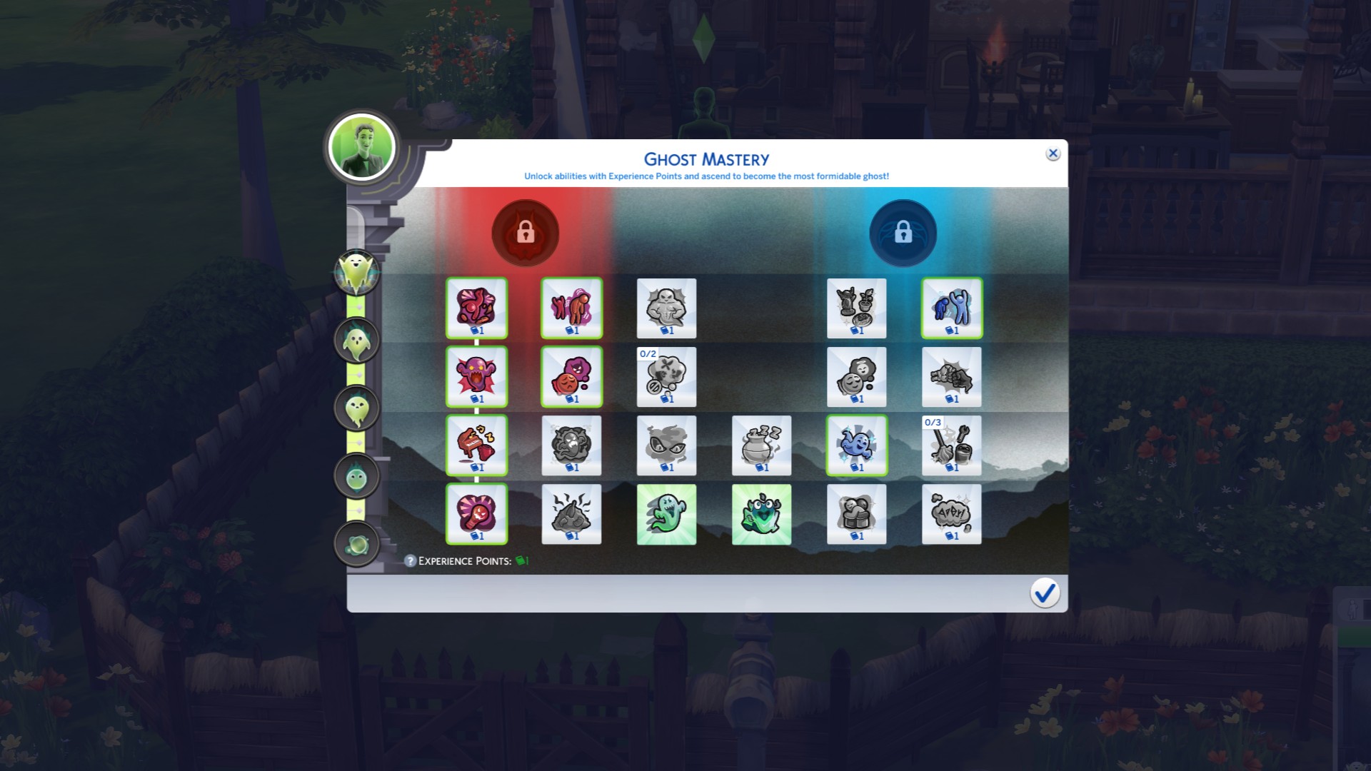 The Sims 4 Life &amp;amp; Death - Ghost Mastery skills panel