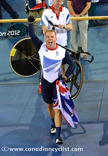 Chris Hoy is ecstatic on winning his 6th career Olympic gold