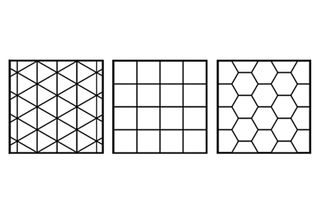 Equilateral triangles, squares and regular hexagons make up regular tessellations.