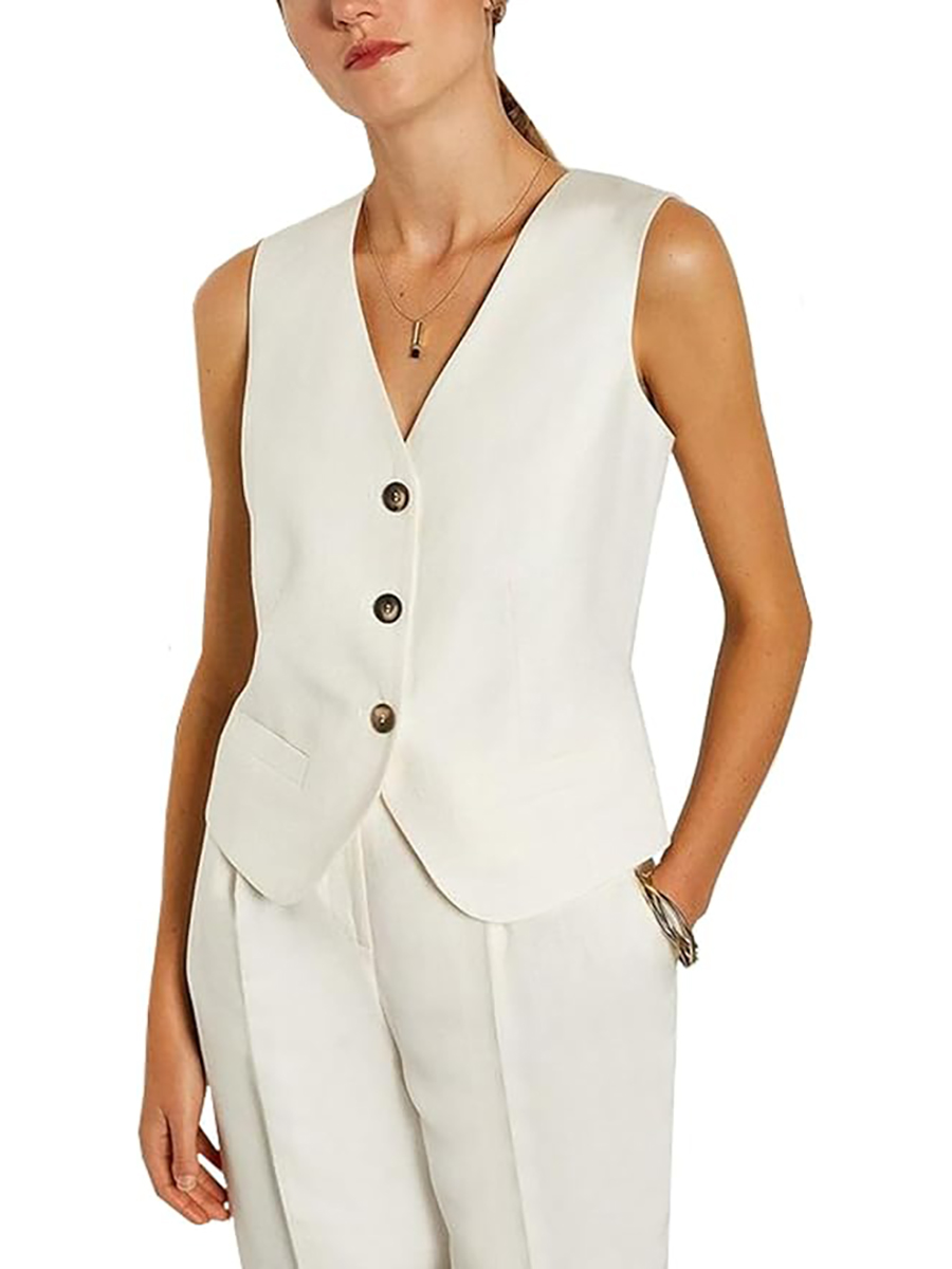 Fitted Button Down Vest Top