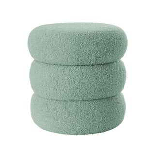 A sage green Mainstays Boucle Cloud Storage Ottoman