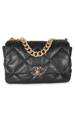 MyGemma, Chanel Black Shiny Lambskin Chanel 19 Flap Bag
