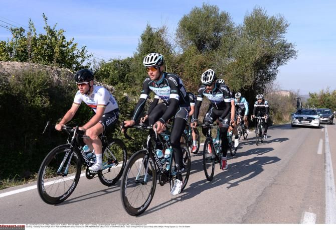 Omega Pharma-QuickStep team members putting in the early season miles at their training camp in Calpe