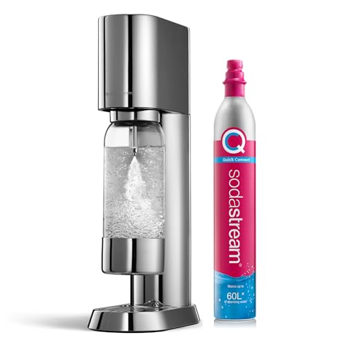 Sodastream Enso Premium Stainless Steel Water Carbonator With 1 Litre Bpa-Free Plastic Bottle (dishwasher Safe) + Quick Connect Co2 Cylinder, Colour: Silver