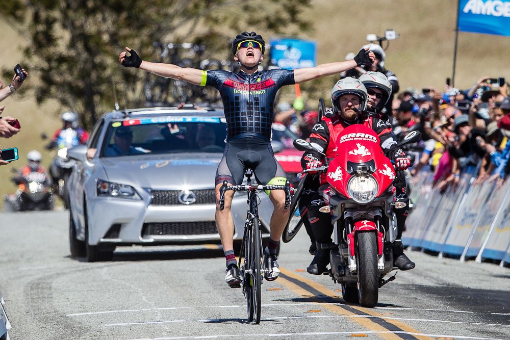 Toms Skujins wins stage 3 of the 2015 Tour of California after a long solo break.