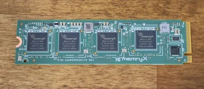The Memryx M.2 AI acceleration module placed on a table