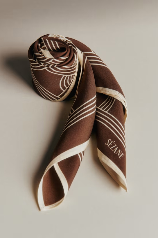 A brown printed scarf.