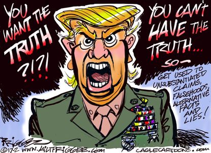 Political Cartoon U.S. Donald Trump truth lies alternative facts