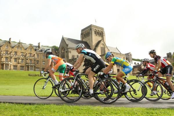 The bunch rolls out for the start at Ampleforth Abbey and College in North Yorkshire