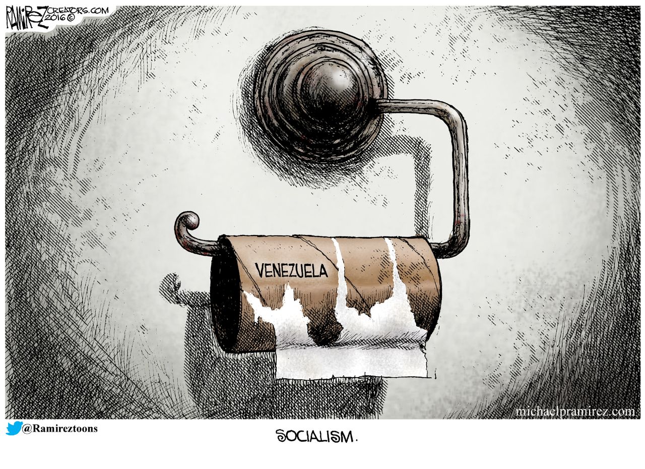 Editorial cartoon U.S. Socialism and Venezuela