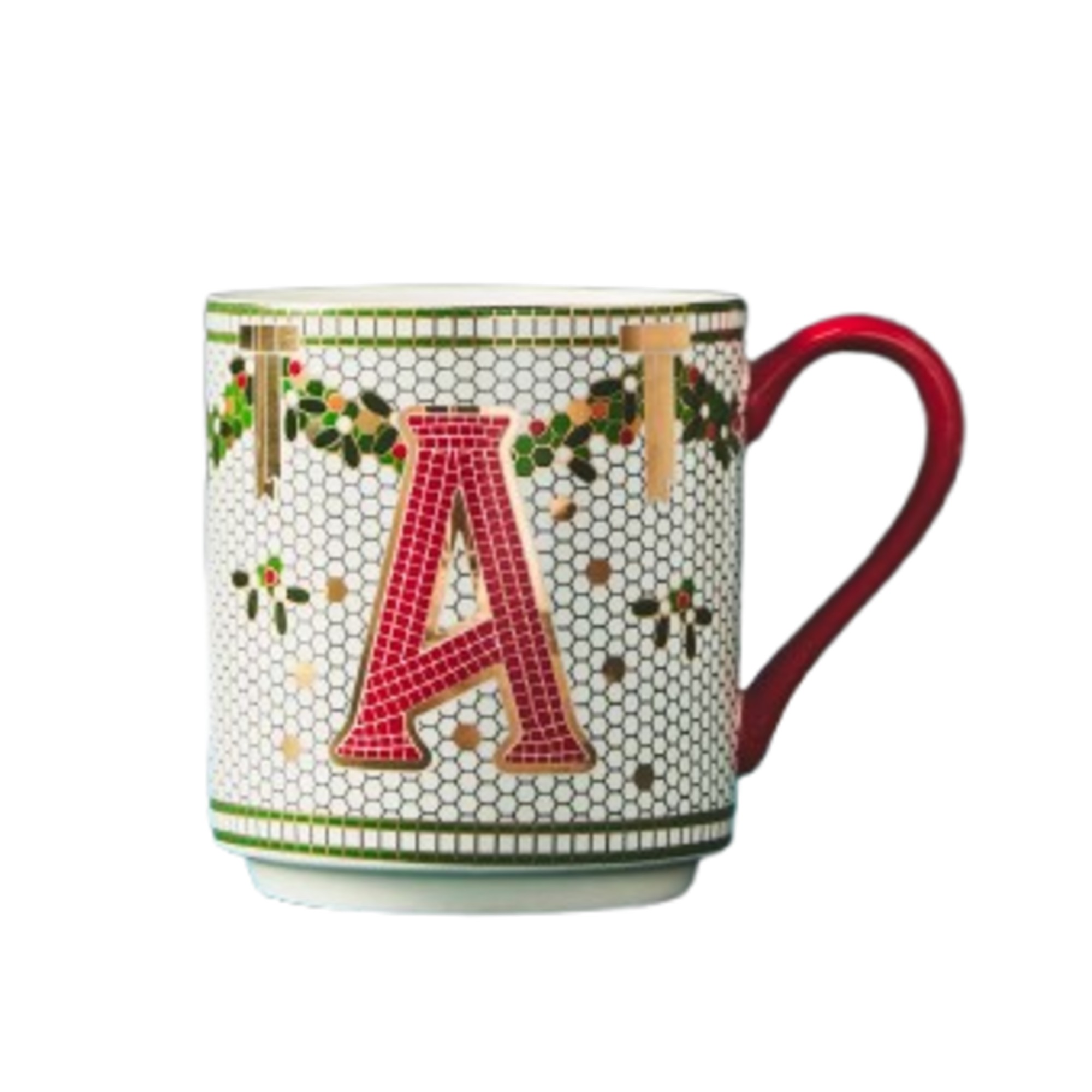 Anthropologie Festive Bistro Tile Monogram Mug