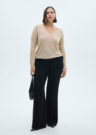 Mango, V-Neck Lurex Sweater