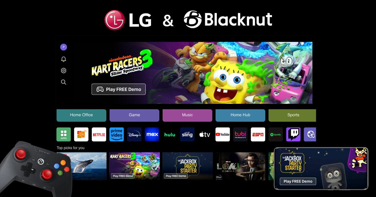 LG and Blacknut interface for games on LG TVs