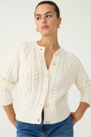 J.Crew Cable-Knit Cardigan Sweater