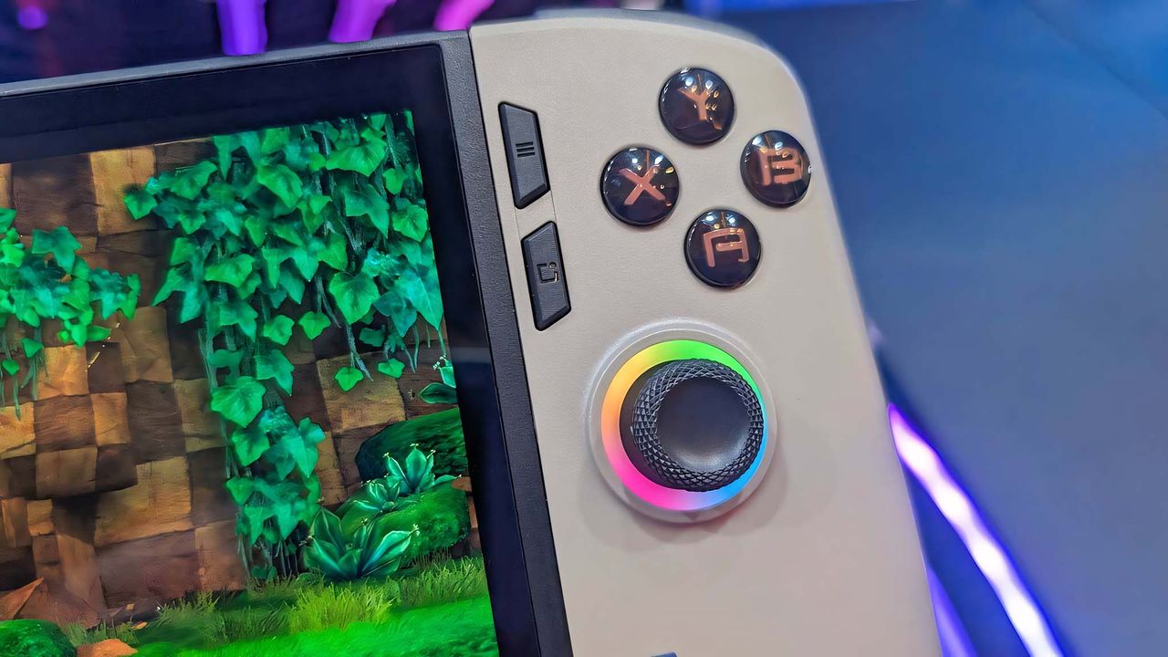 A closeup shot of the MSI Claw 8 AI+'s ABXY buttons.