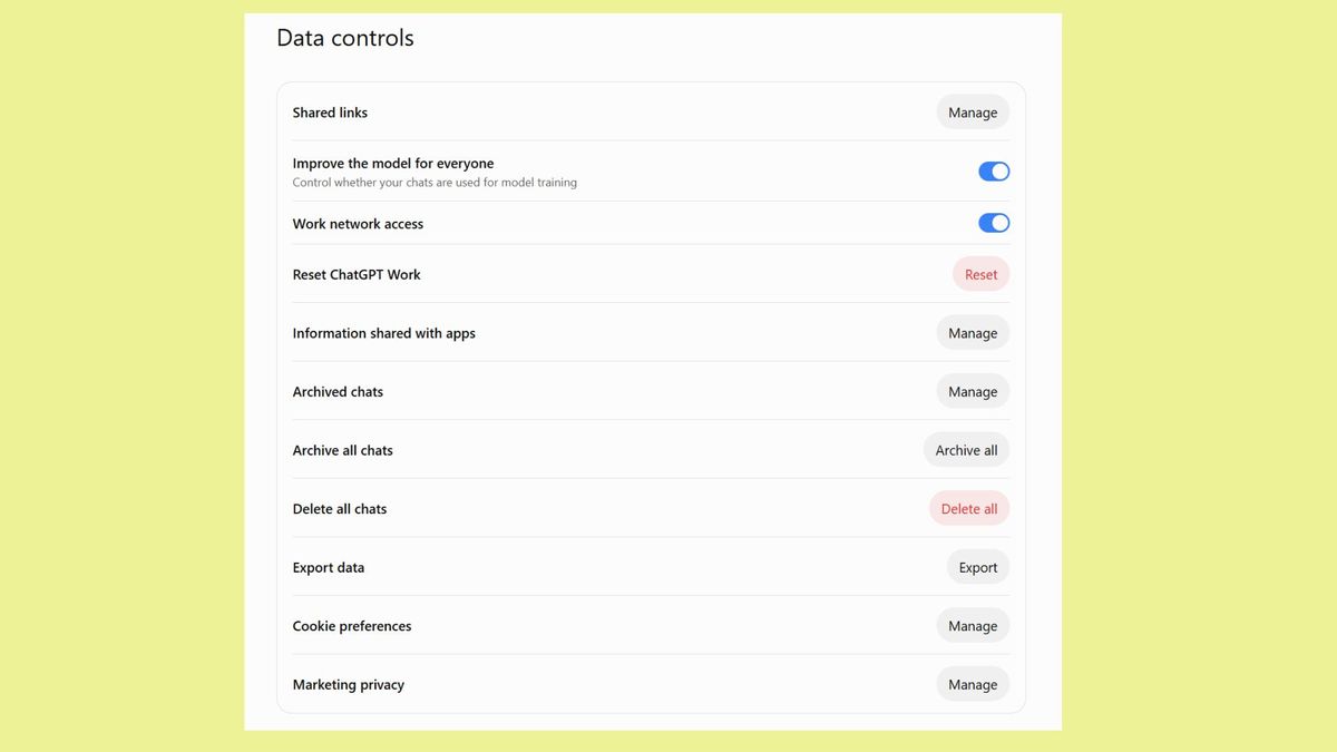 ChatGPT data controls