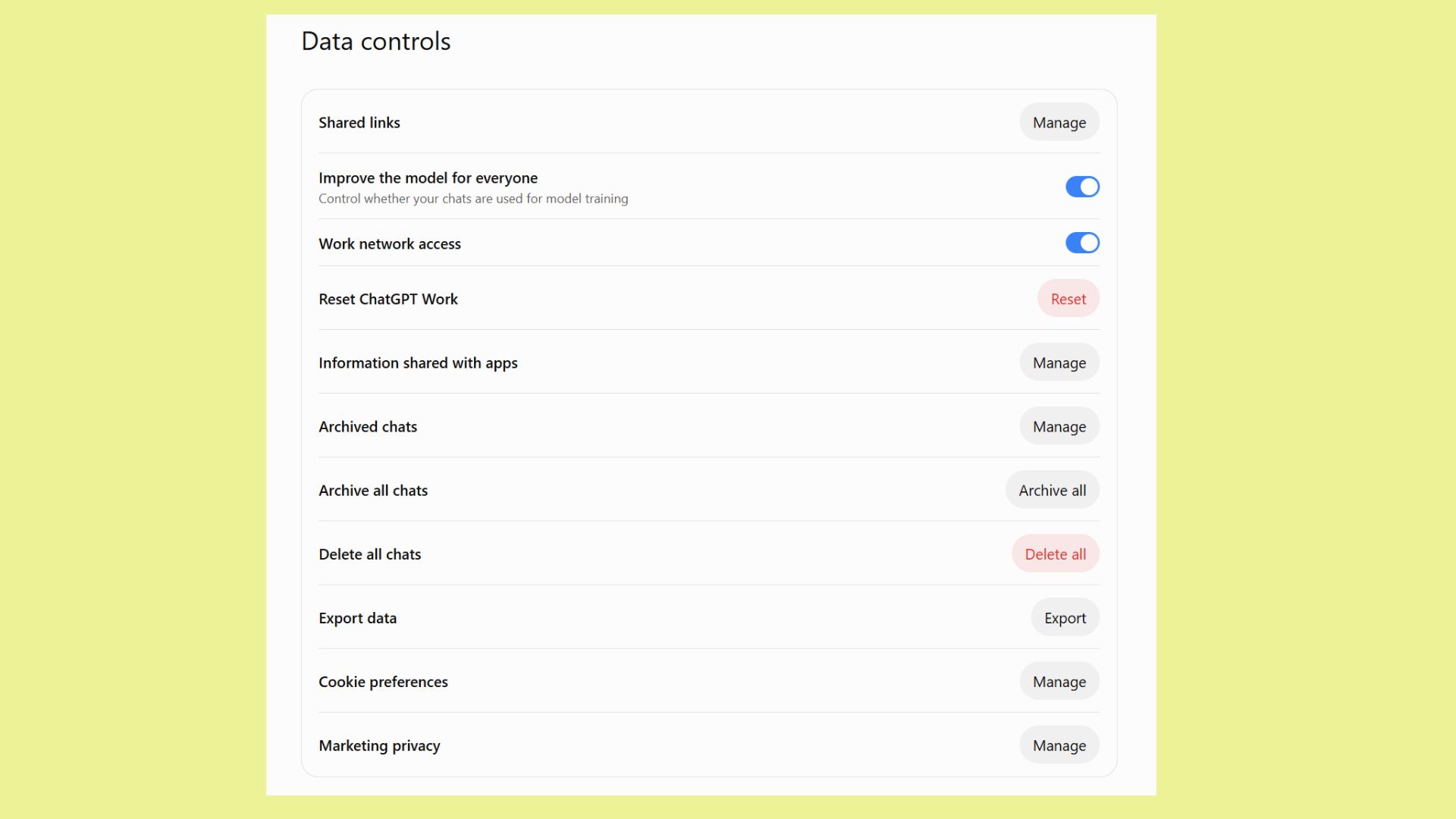 ChatGPT data controls