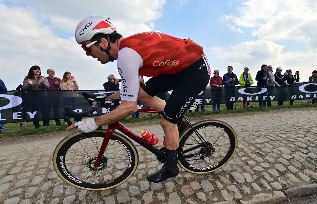 German Max Walscheid of Cofidis pictured in action during the mens elite race of the ParisRoubaix cycling event 2566km from Compiegne to Roubaix France on Sunday 09 April 2023 BELGA PHOTO DIRK WAEM Photo by DIRK WAEM BELGA MAG Belga via AFP Photo by DIRK WAEMBELGA MAGAFP via Getty Images