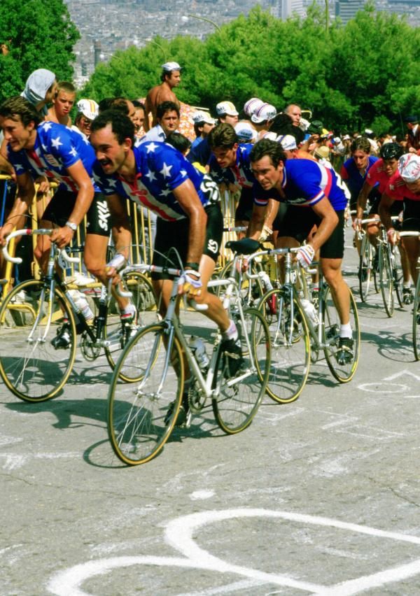 The 1984 world championships in Barcelona: Jonathan Boyer (USA) leads Hinault.