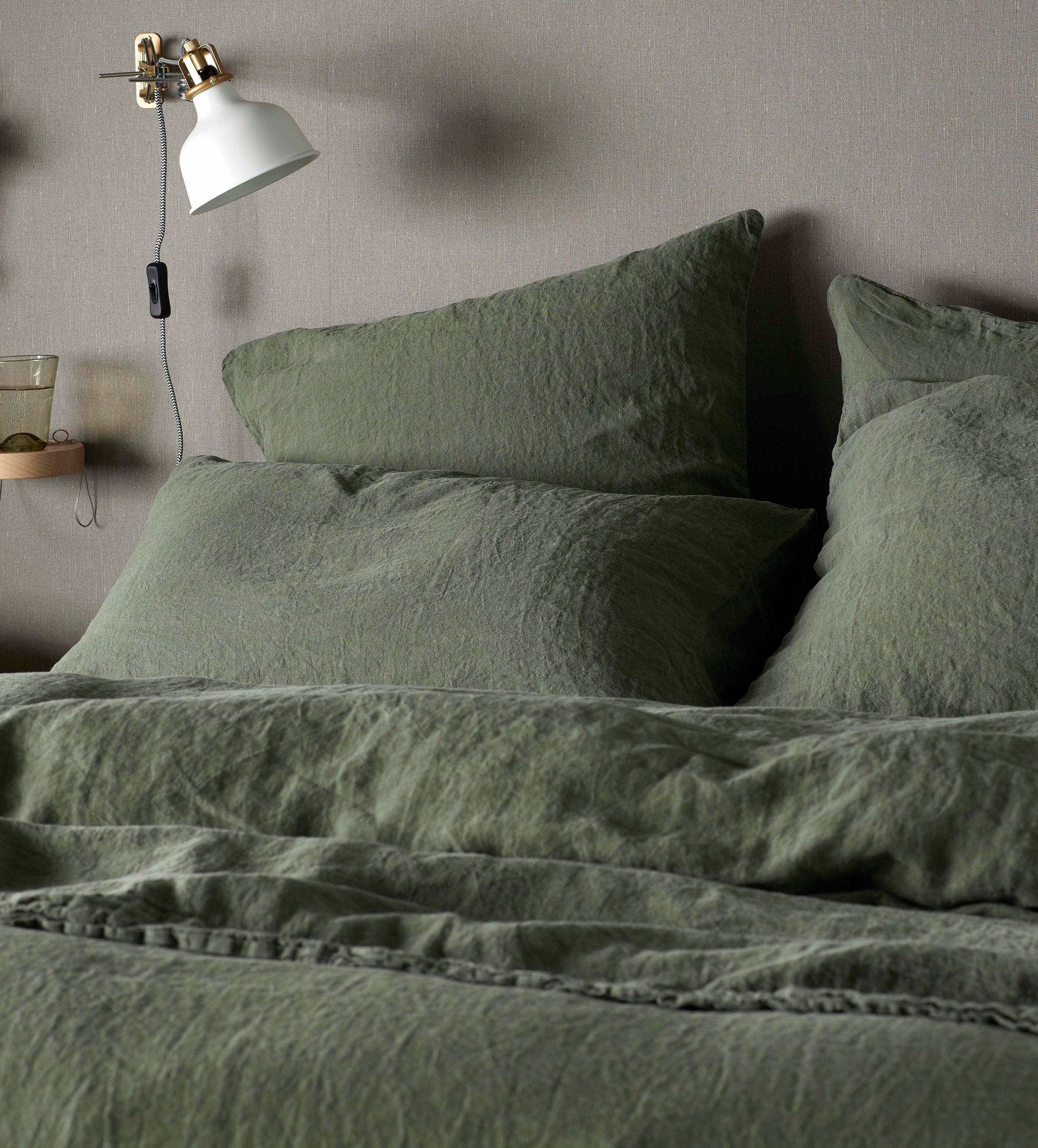 Olive Green 100% Linen Bed Linen