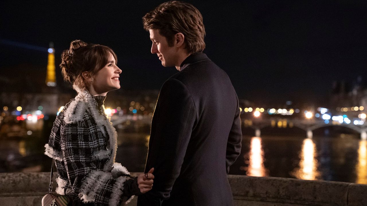 Lily Collins as Emily, Lucas Bravo as Gabriel in episode 405 of Emily in Paris