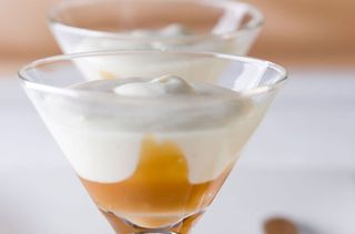 White chocolate mousse with caramel sauce