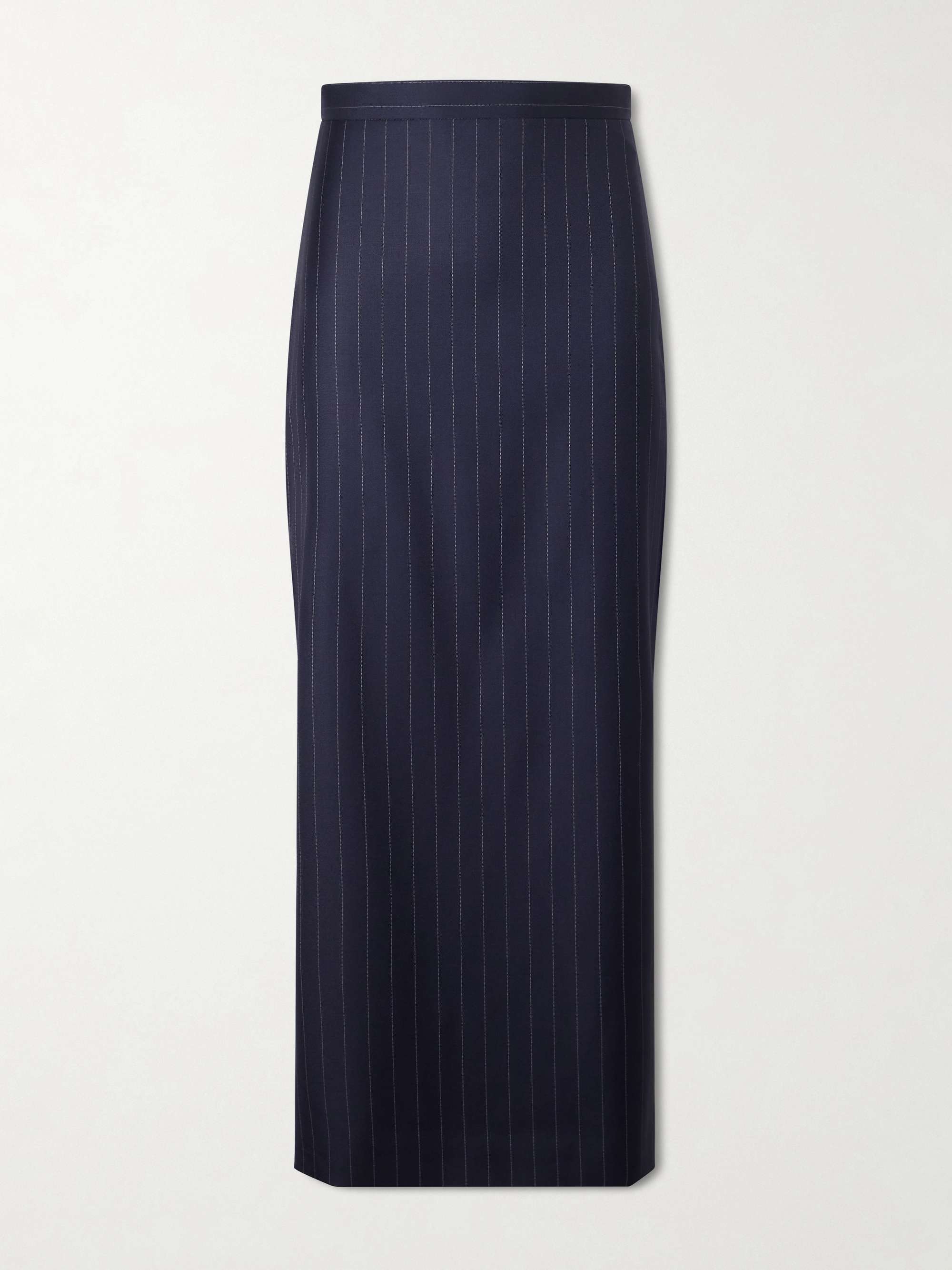 Striped Wool Midi Skirt