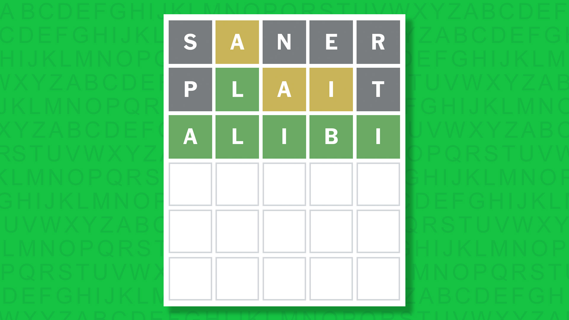 NYT Wordle answer for game 1828 on a green background