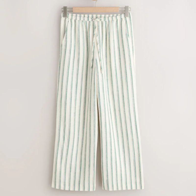 Next, striped linen trousers