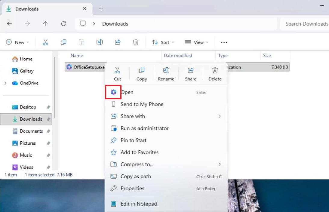 Context menu new Open icon