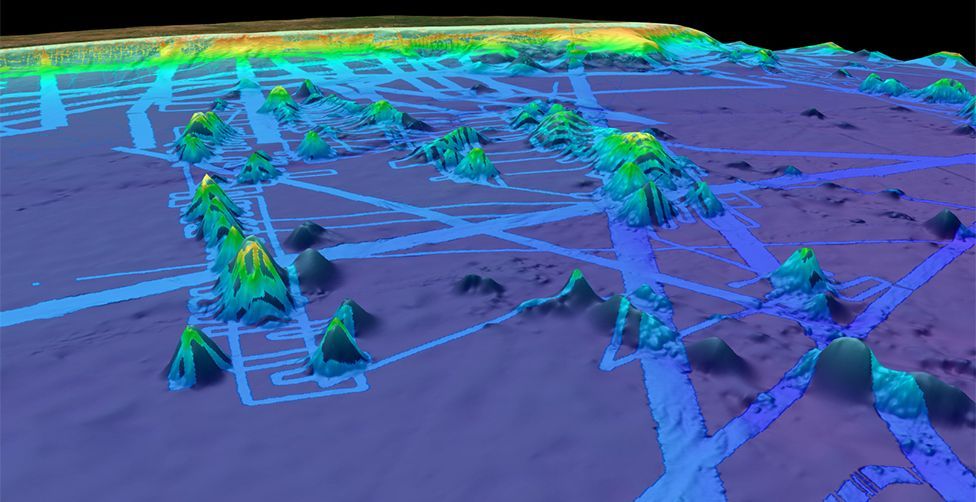 A map of underwater mountains off the coast of Brazil