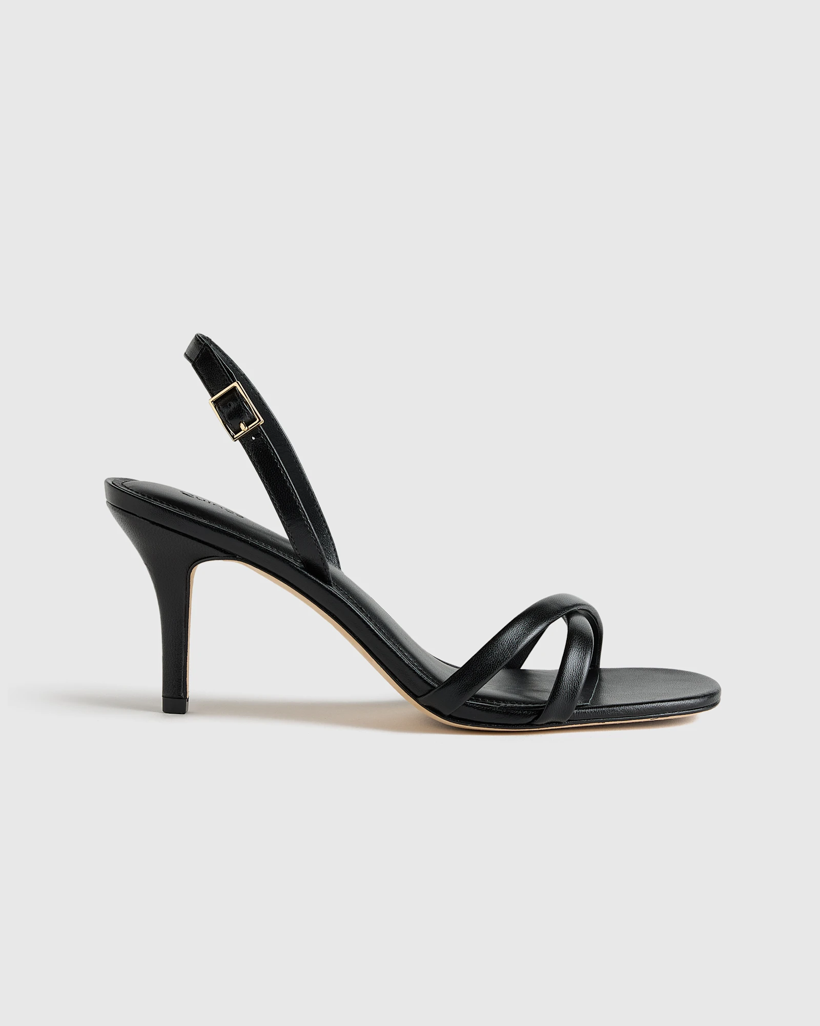 Italian Leather 75mm Slingback Heeled Sandal in Black