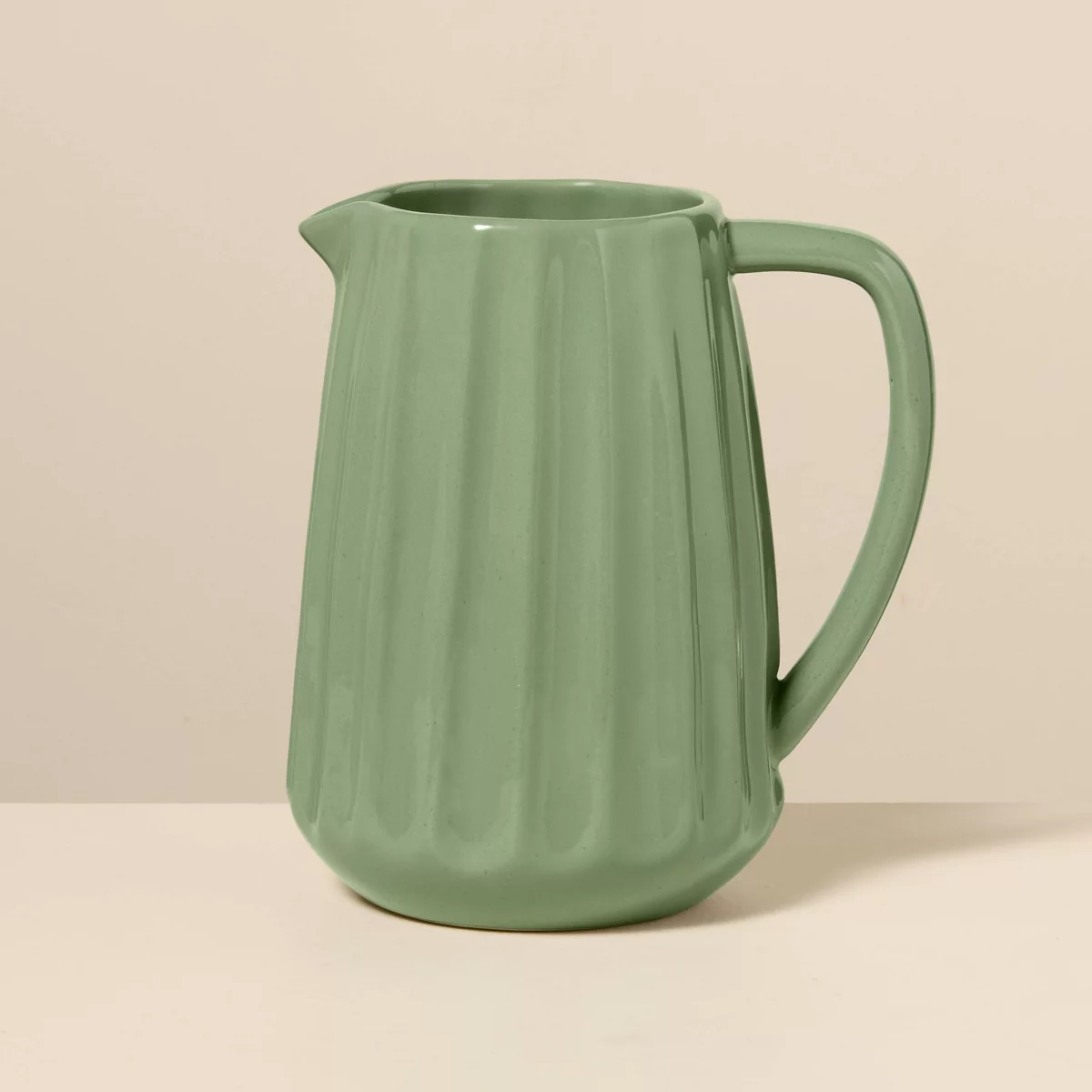 65 Fl Oz Stoneware Beverage Pitcher Green - Hearth U0026#38; Handu0026#8482; With Magnolia