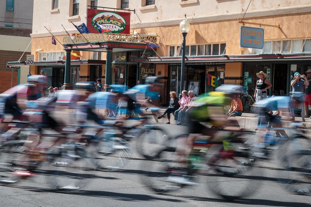 The men's peloton in action during stage 4 at the Tour of the Gila