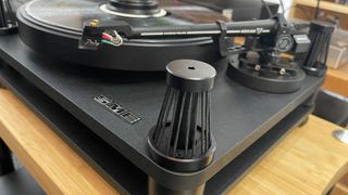 SME Model 20 Mk 2/Series V turntable on wooden hi-fi rack side angle view