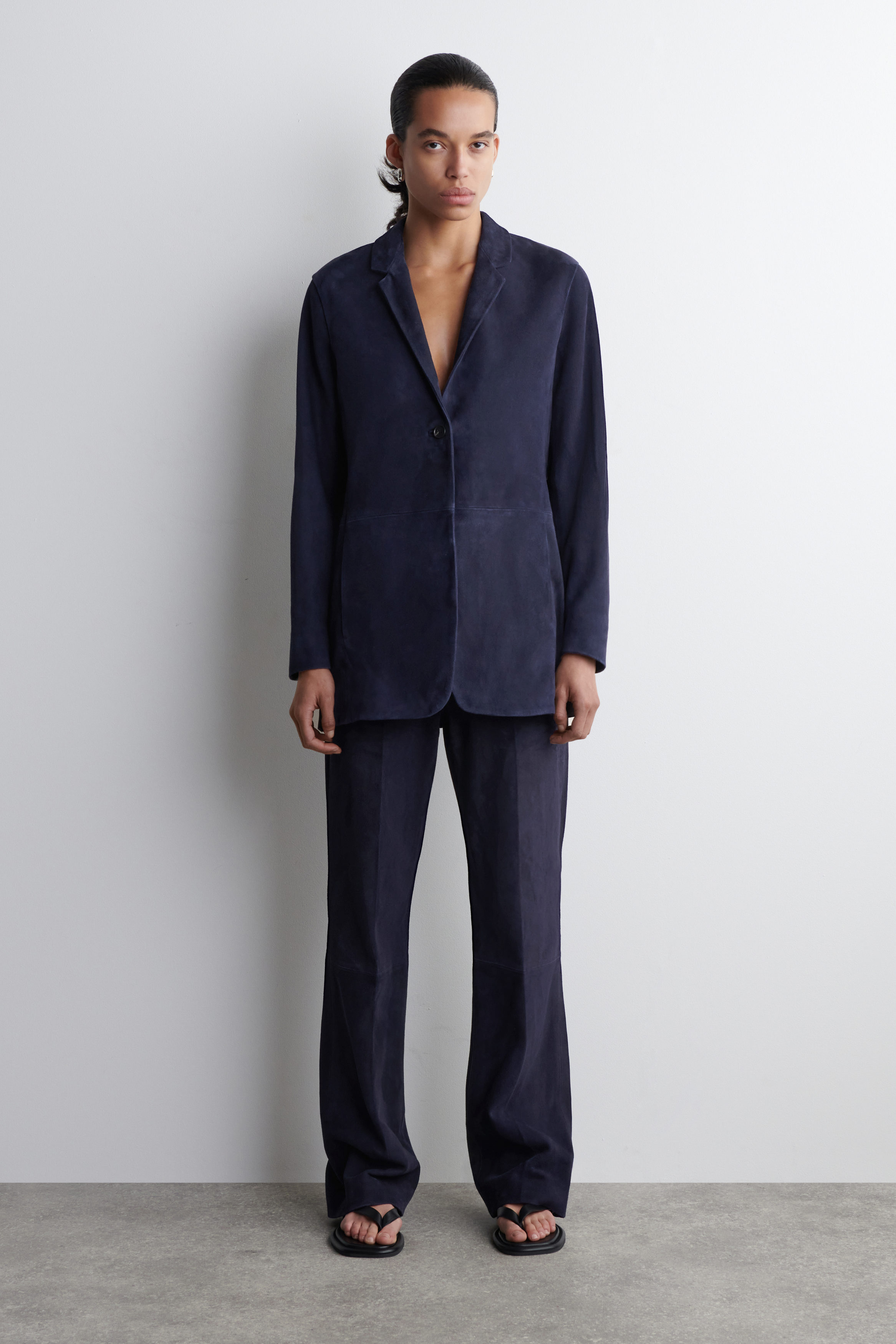 Suede Single-Breasted Blazer