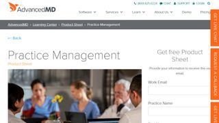 AdvancedMD Practice Management website screenshot.