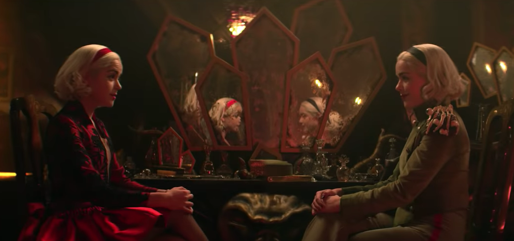 Kiernan Shipka sees double in the Chilling Adventures of Sabrina Season 4 trailer