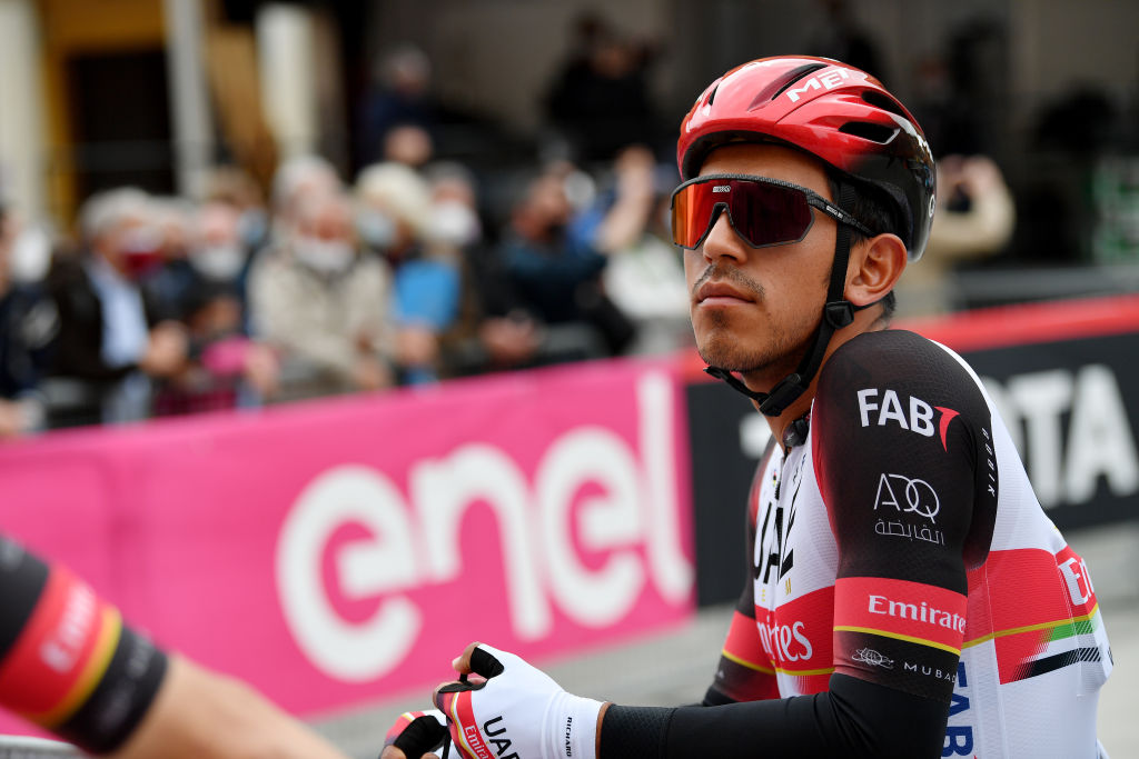 CATTOLICA ITALY MAY 12 Juan Sebastian Molano Benavides of Colombia and UAE Team Emirates at start during the 104th Giro dItalia 2021 Stage 5 a 177km stage from Modena to Cattolica girodiitalia Giro on May 12 2021 in Cattolica Italy Photo by Stuart FranklinGetty Images