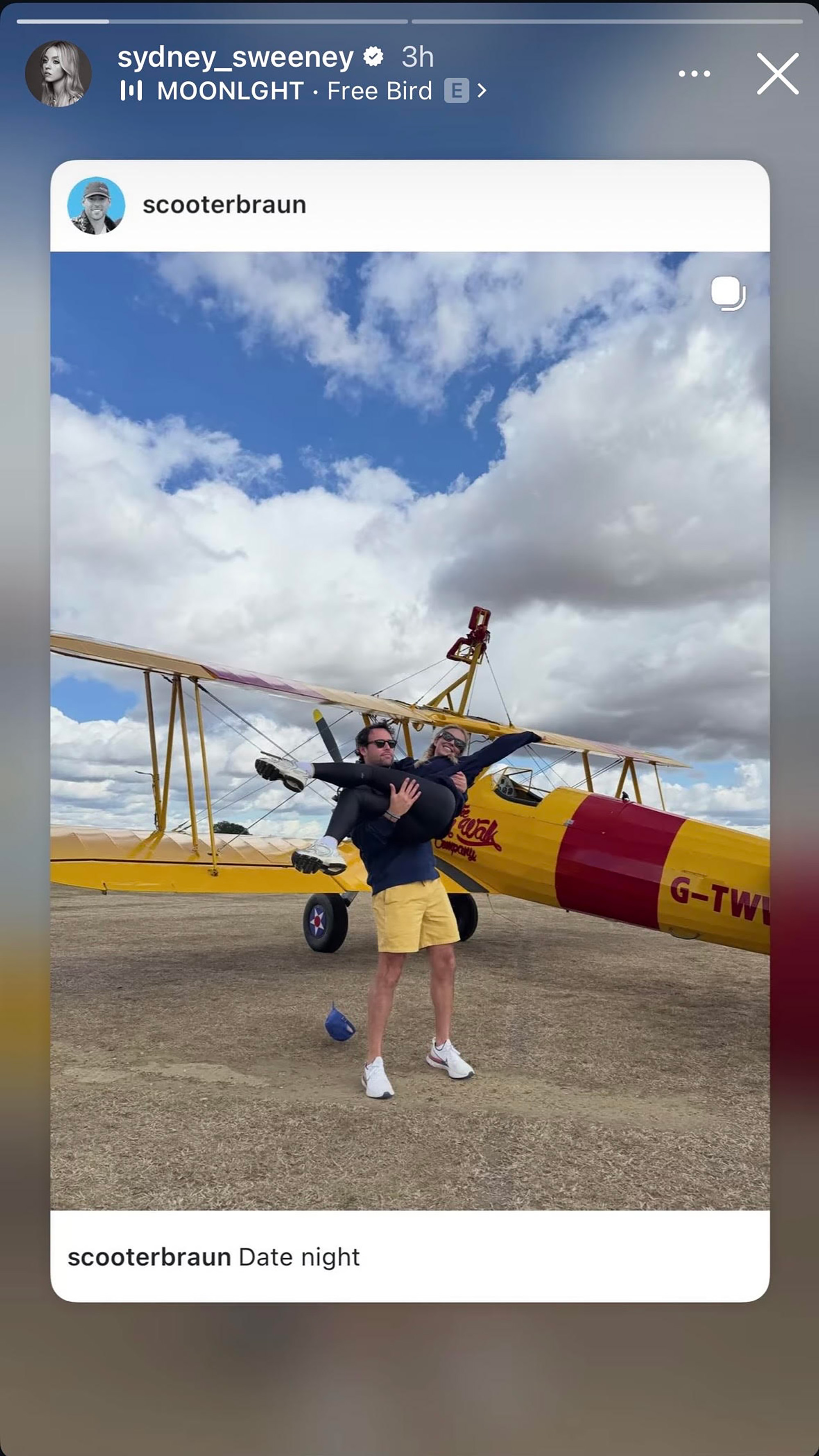 Sydney Sweeney and Scooter Braun on their plane date 2026.