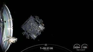 SATRIA-1 satellite floating away from SpaceX rocket