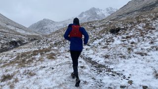 running in Glen Coe in winter